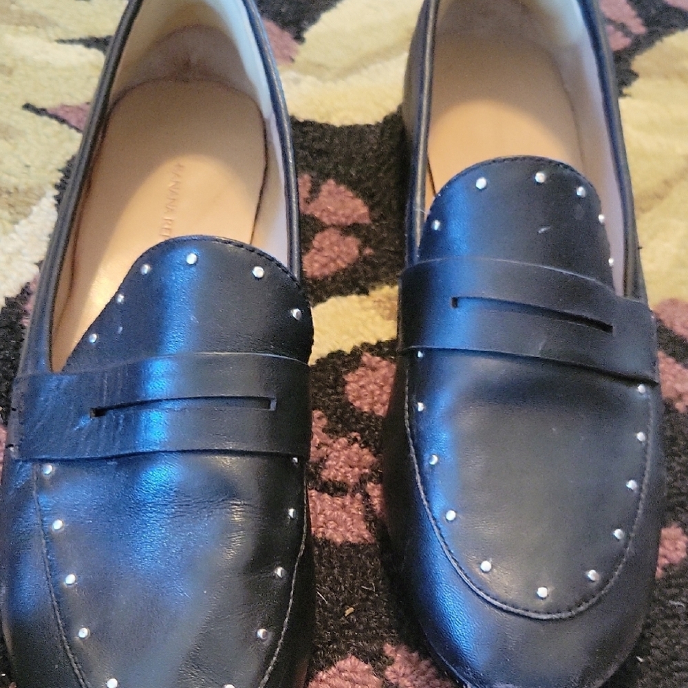 Banana Republic Black Leather Studded Loafers